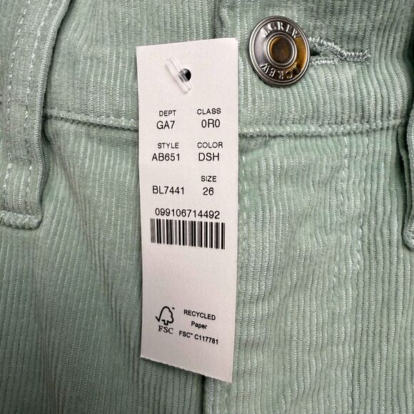 J Crew Vintage Slim Straight Womens 26 Mint Green Corduroy Zip Fly Mid Rise NWT - Picture 3 of 9